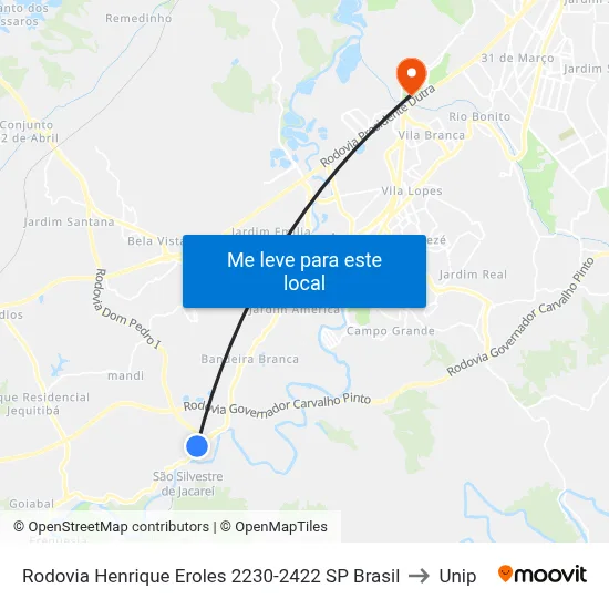 Rodovia Henrique Eroles 2230-2422 SP Brasil to Unip map