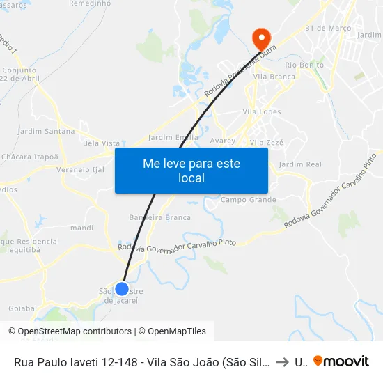 Rua Paulo Iaveti 12-148 - Vila São João (São Silvestre) SP República Federativa Do Brasil to Unip map