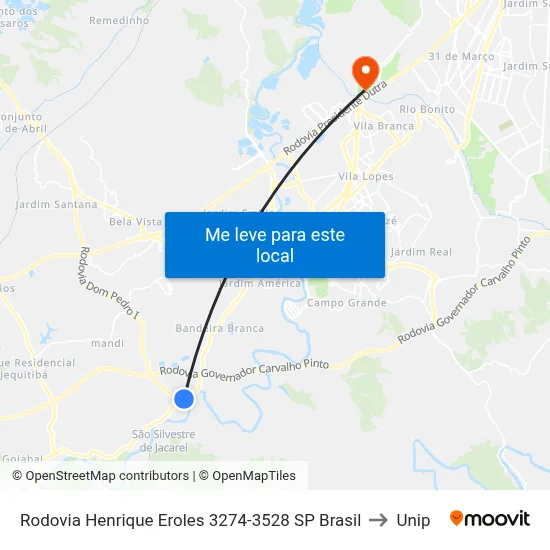 Rodovia Henrique Eroles 3274-3528 SP Brasil to Unip map