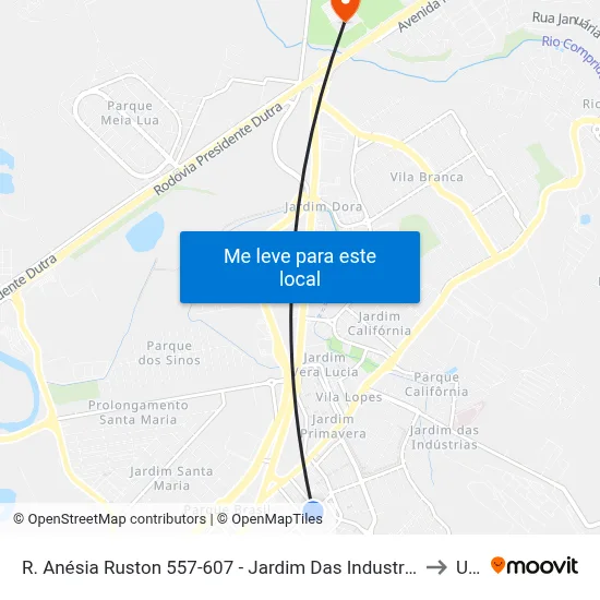 R. Anésia Ruston 557-607 - Jardim Das Industrias Jacareí - SP Brasil to Unip map