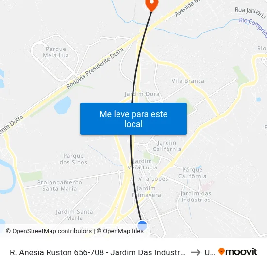 R. Anésia Ruston 656-708 - Jardim Das Industrias Jacareí - SP 12306-010 Brasil to Unip map