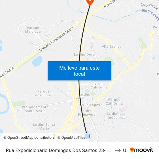 Rua Expedicionário Domingos Dos Santos 23-139 - Jardim Das Indústrias Jacareí - SP 12306-160 Brasil to Unip map