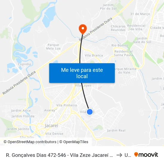 R. Gonçalves Dias 472-546 - Vila Zeze Jacareí - SP 12310-480 Brasil to Unip map