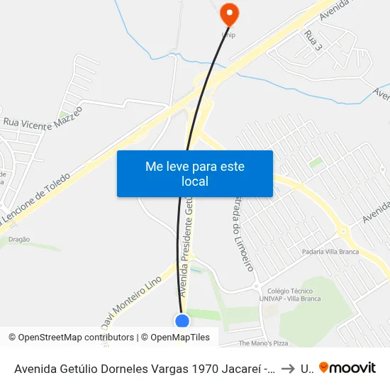 Avenida Getúlio Dorneles Vargas 1970 Jacareí - SP 12305-000 República Federativa Do Brasil to Unip map