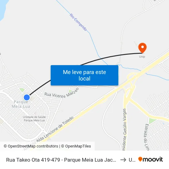 Rua Takeo Ota 419-479 - Parque Meia Lua Jacareí - SP 12335-270 Brasil to Unip map