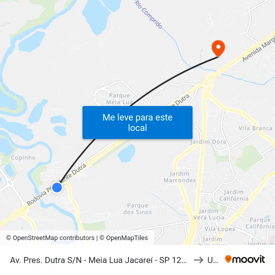 Av. Pres. Dutra S/N - Meia Lua Jacareí - SP 12335-010 Brasil to Unip map