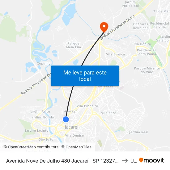 Avenida Nove De Julho 480 Jacareí - SP 12327-682 República Federativa Do Brasil to Unip map