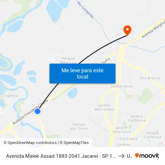 Avenida Malek Assad 1883-2041 Jacareí - SP 12328-080 República Federativa Do Brasil to Unip map