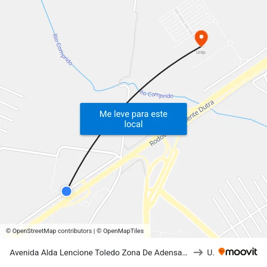 Avenida Alda Lencione Toledo Zona De Adensamento Controlado (Zac - Meia Lua) Jacareí - São Paulo Brasil to Unip map