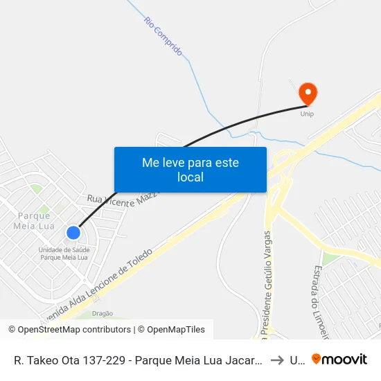 R. Takeo Ota 137-229 - Parque Meia Lua Jacareí - SP 12335-270 Brasil to Unip map