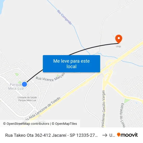 Rua Takeo Ota 362-412 Jacareí - SP 12335-270 República Federativa Do Brasil to Unip map