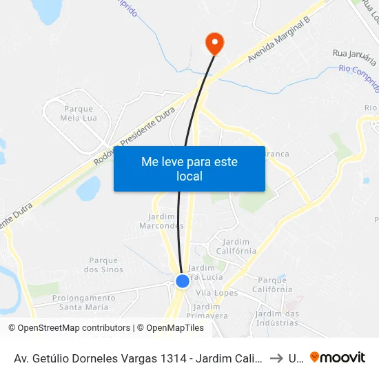 Av. Getúlio Dorneles Vargas 1314 - Jardim California Jacareí - SP Brasil to Unip map