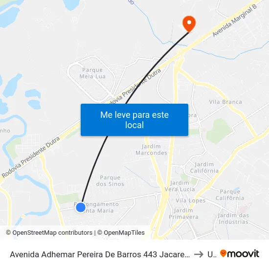 Avenida Adhemar Pereira De Barros 443 Jacareí - SP 12328-300 República Federativa Do Brasil to Unip map
