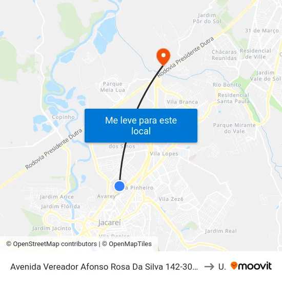 Avenida Vereador Afonso Rosa Da Silva 142-308 Jacareí - SP 12328-460 República Federativa Do Brasil to Unip map