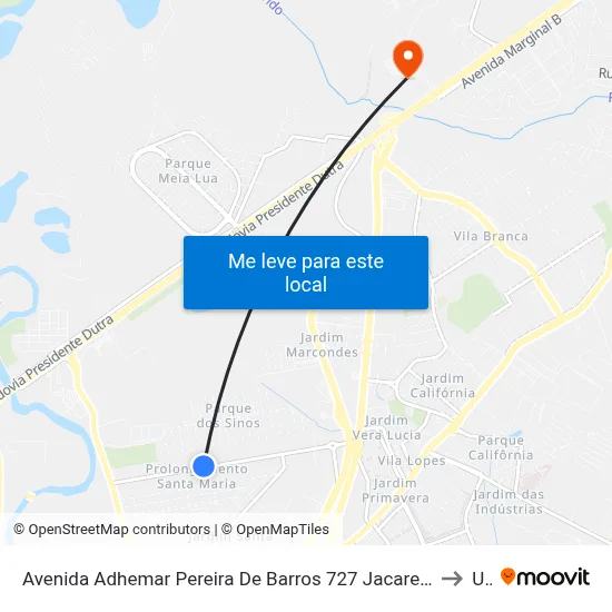 Avenida Adhemar Pereira De Barros 727 Jacareí - SP 12328-300 República Federativa Do Brasil to Unip map