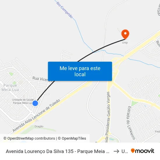 Avenida Lourenço Da Silva 135 - Parque Meia Lua Jacareí - SP Brasil to Unip map