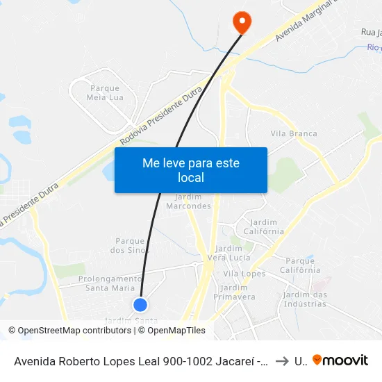Avenida Roberto Lopes Leal 900-1002 Jacareí - SP 12328-141 República Federativa Do Brasil to Unip map