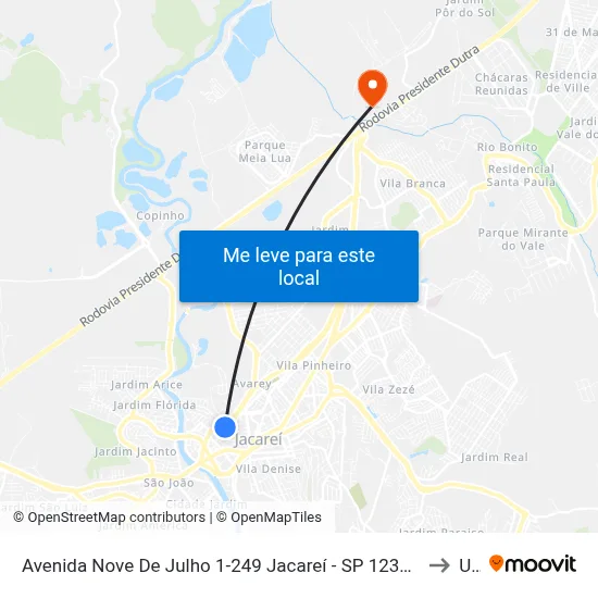 Avenida Nove De Julho 1-249 Jacareí - SP 12327-682 República Federativa Do Brasil to Unip map