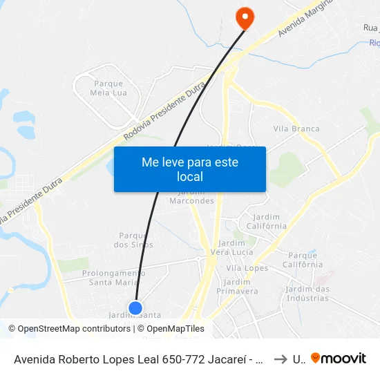 Avenida Roberto Lopes Leal 650-772 Jacareí - SP 12328-141 República Federativa Do Brasil to Unip map