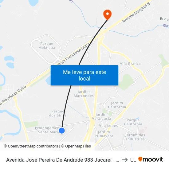 Avenida José Pereira De Andrade 983 Jacareí - SP 12328-290 República Federativa Do Brasil to Unip map
