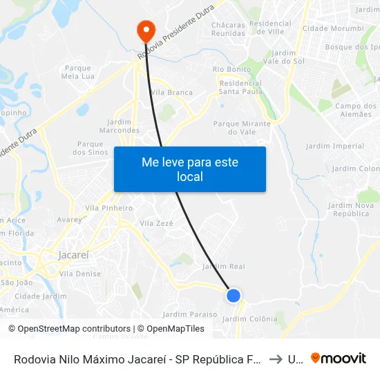 Rodovia Nilo Máximo Jacareí - SP República Federativa Do Brasil to Unip map