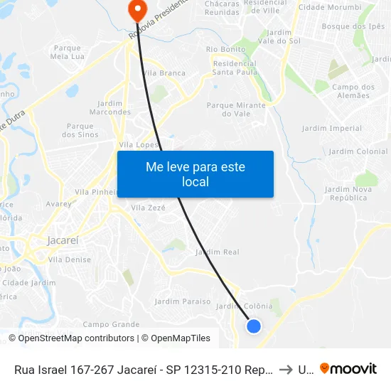 Rua Israel 167-267 Jacareí - SP 12315-210 República Federativa Do Brasil to Unip map