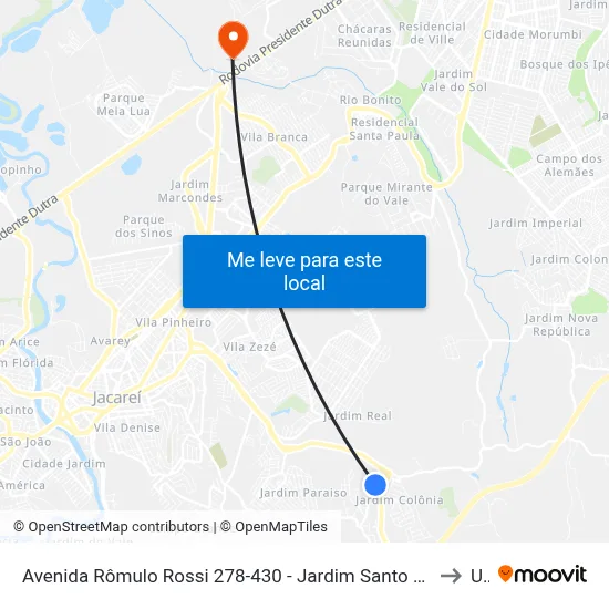 Avenida Rômulo Rossi 278-430 - Jardim Santo Antonio Da Boa Vista Jacareí - SP 12315-660 Brasil to Unip map