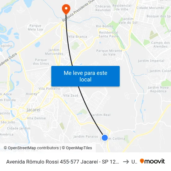 Avenida Rômulo Rossi 455-577 Jacareí - SP 12315-660 República Federativa Do Brasil to Unip map