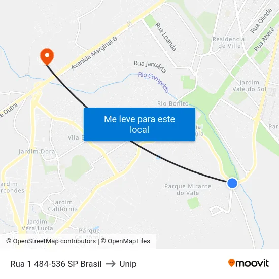 Rua 1 484-536 SP Brasil to Unip map