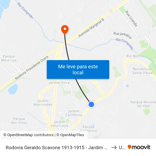 Rodovia Geraldo Scavone 1913-1915 - Jardim Califórnia Jacareí - SP Brasil to Unip map