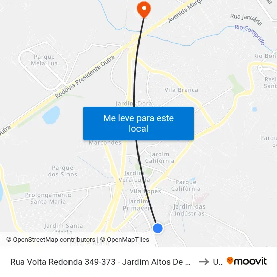 Rua Volta Redonda 349-373 - Jardim Altos De Santana I Jacareí - SP 12306-732 Brasil to Unip map