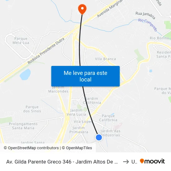 Av. Gilda Parente Greco 346 - Jardim Altos De Santana II Jacareí - SP 12306-766 Brasil to Unip map