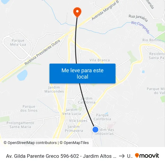 Av. Gilda Parente Greco 596-602 - Jardim Altos De Santana II Jacareí - SP 12306-766 Brasil to Unip map
