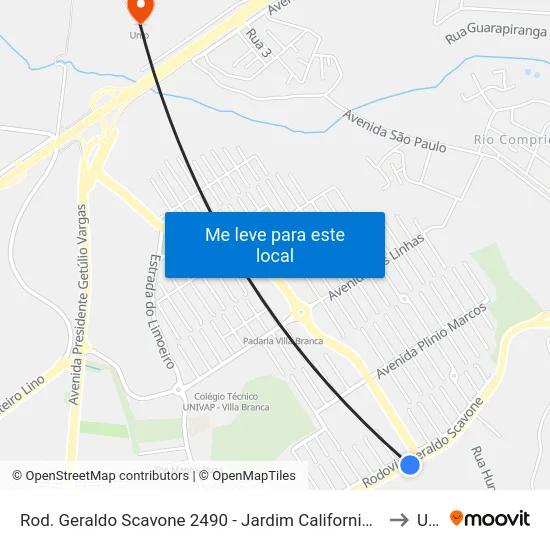 Rod. Geraldo Scavone 2490 - Jardim California Jacareí - SP Brasil to Unip map