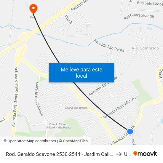 Rod. Geraldo Scavone 2530-2544 - Jardim California Jacareí - SP Brasil to Unip map