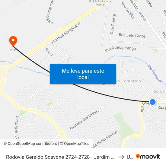 Rodovia Geraldo Scavone 2724-2728 - Jardim Califórnia Jacareí - SP Brasil to Unip map