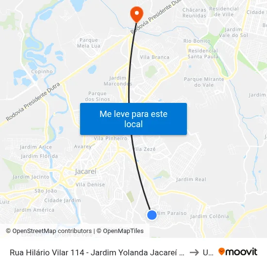 Rua Hilário Vilar 114 - Jardim Yolanda Jacareí - SP 12316-020 Brasil to Unip map