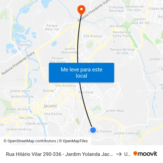 Rua Hilário Vilar 290-336 - Jardim Yolanda Jacareí - SP 12316-020 Brasil to Unip map