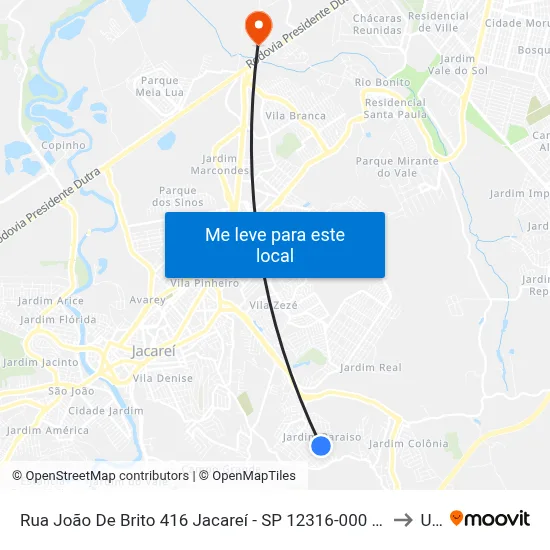 Rua João De Brito 416 Jacareí - SP 12316-000 República Federativa Do Brasil to Unip map