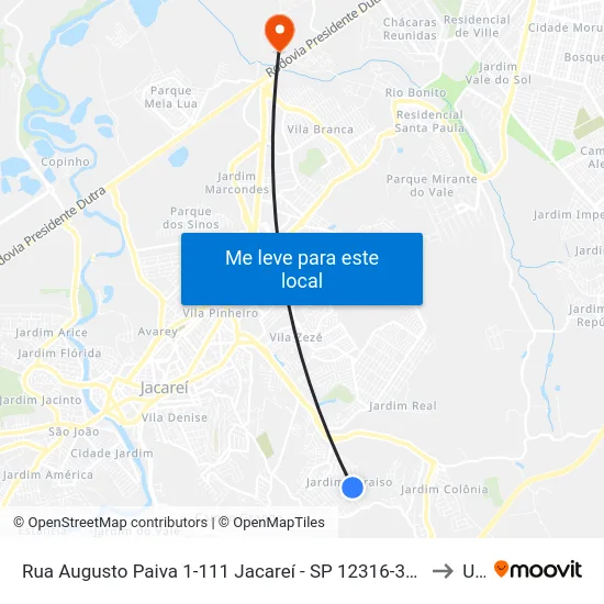 Rua Augusto Paiva 1-111 Jacareí - SP 12316-360 República Federativa Do Brasil to Unip map