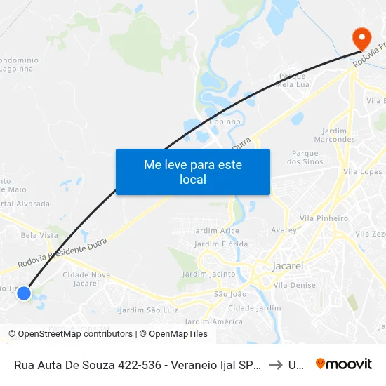 Rua Auta De Souza 422-536 - Veraneio Ijal SP Brasil to Unip map