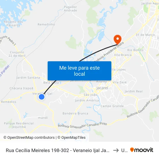 Rua Cecília Meireles 198-302 - Veraneio Ijal Jacareí - SP 12326-825 Brasil to Unip map