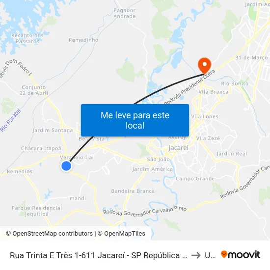 Rua Trinta E Três 1-611 Jacareí - SP República Federativa Do Brasil to Unip map