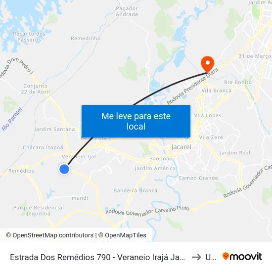 Estrada Dos Remédios 790 - Veraneio Irajá Jacareí - SP Brasil to Unip map