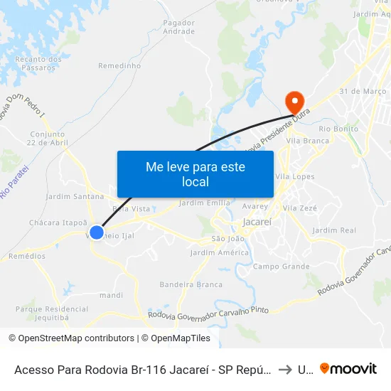 Acesso Para Rodovia Br-116 Jacareí - SP República Federativa Do Brasil to Unip map