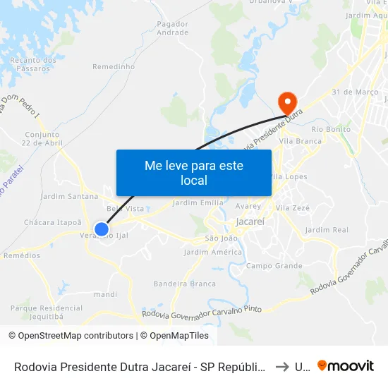Rodovia Presidente Dutra Jacareí - SP República Federativa Do Brasil to Unip map