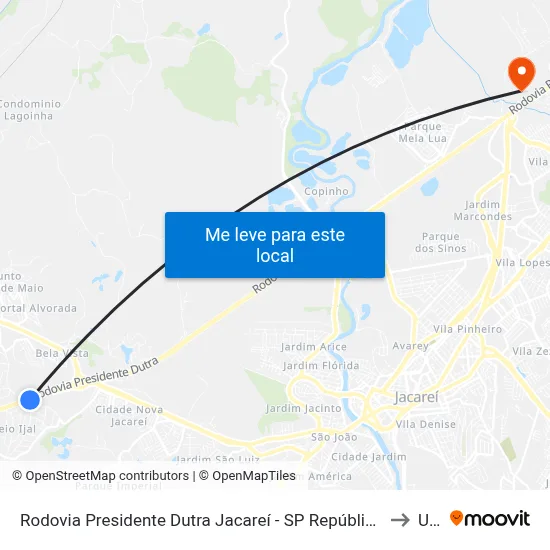 Rodovia Presidente Dutra Jacareí - SP República Federativa Do Brasil to Unip map
