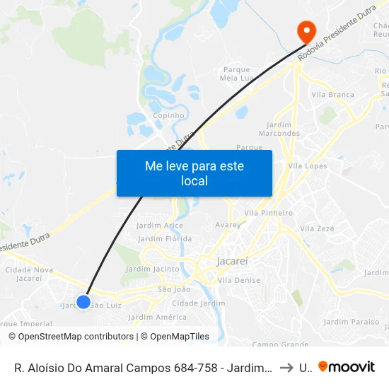 R. Aloísio Do Amaral Campos 684-758 - Jardim Esperanca Jacareí - SP 12324-120 Brasil to Unip map