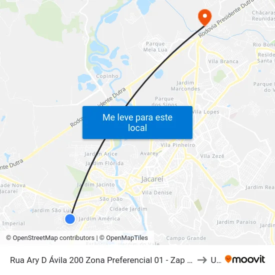 Rua Ary D Ávila 200 Zona Preferencial 01 - Zap 1 Jacareí - São Paulo 12323 Brasil to Unip map