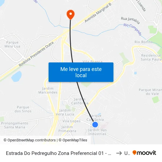 Estrada Do Pedregulho Zona Preferencial 01 - Zap 1 Jacareí - São Paulo 12311 Brasil to Unip map